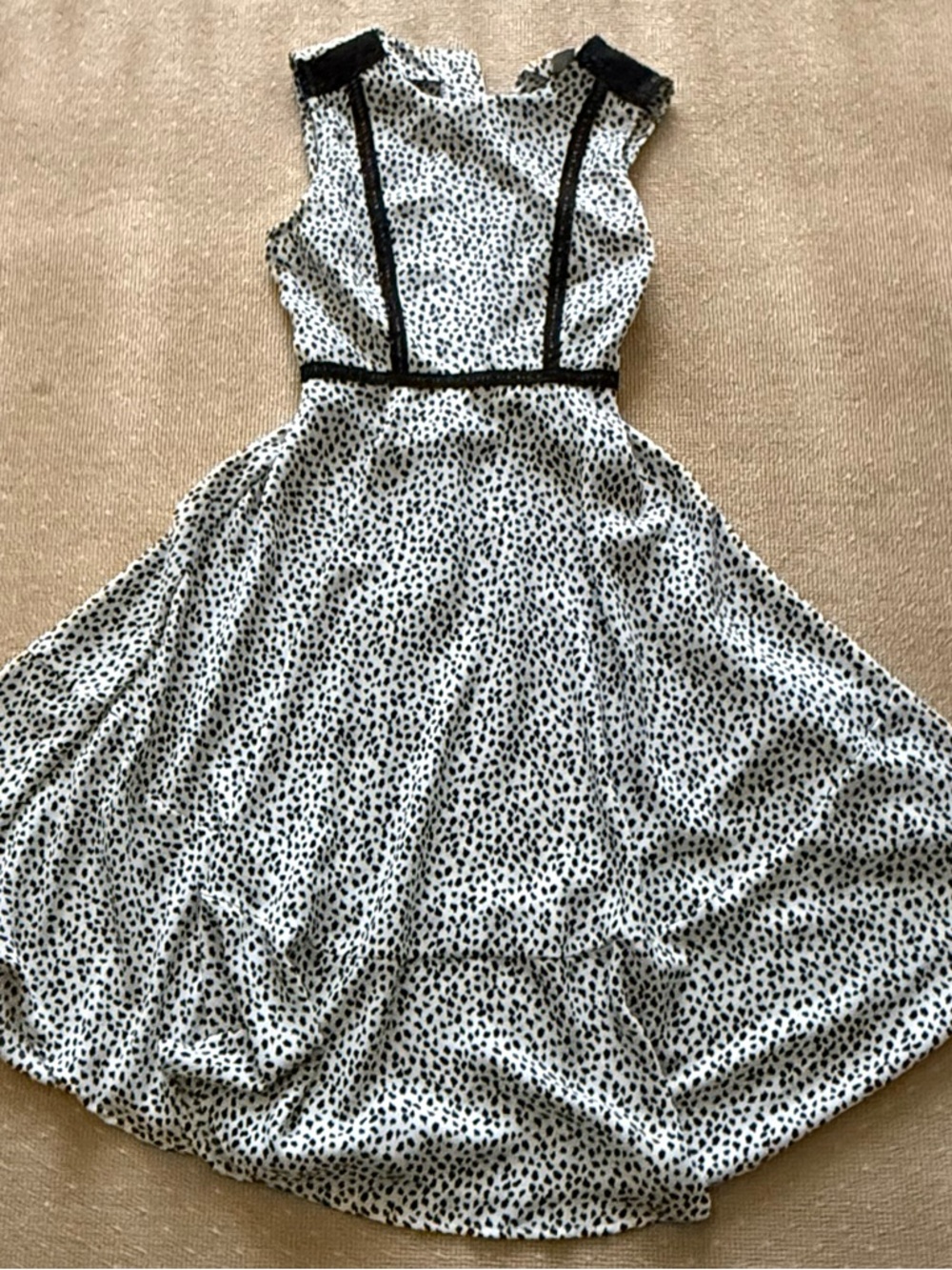H&M black white polka dot midi dress size S